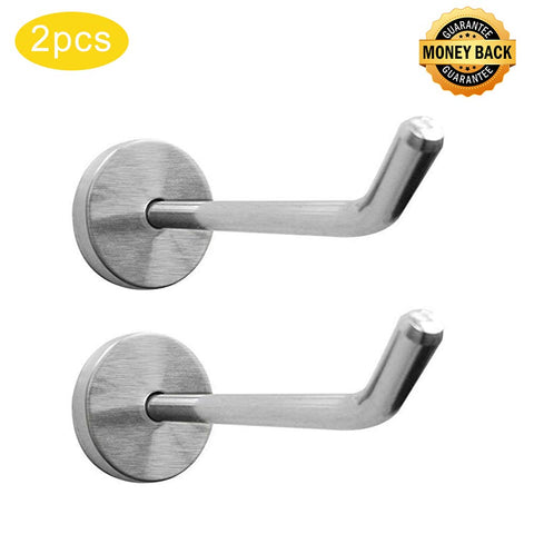 Shineme2Pack Stainless Steel Wall Hook Single Holder for Living room Coat Hat Robe hanger Bathroom Towel Kitchen Strong Heavy Duty Garage Storage Organizer Utensil Hook(large-2pcs)