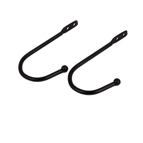 Uxcell a16062000ux0419 Hanger Hook Bathroom Bedroom Hat Coat Robe Dress Hangers Metal Hooks Black 2Pcs
