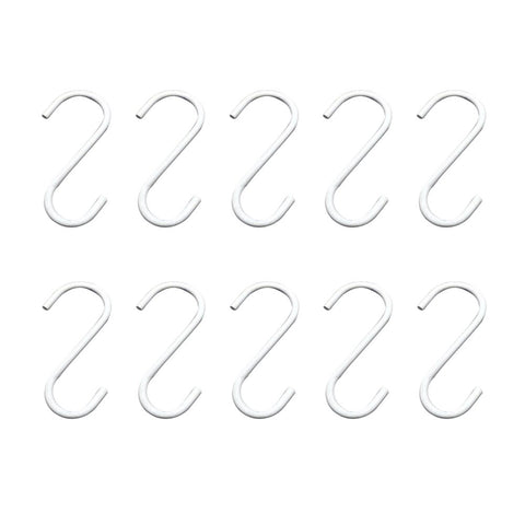 Whthteey 10 Pack Iron S Shaped Hanging Hooks Heavy Duty for Kitchen,Bathroom,Bedroom and Office Accessory Hooks (3.94 In, White)