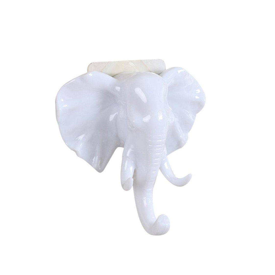 TIFENNY Elephant Head Self Adhesive Wall Door Bathroom Hook Hanger Bag Keys Sticky Holder (white)