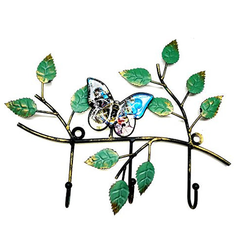 JMM Decorative Metal Key Rack Wall-Mounted Key Holder/Hook Hanging Storage for Entrance Door,With 3 Heavy Duty Hooks (Black-1)