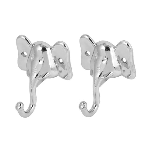 uxcell Bedroom Kitchen Elephant Head Shape Single Wall Hook Coat Towel Hanger 2pcs