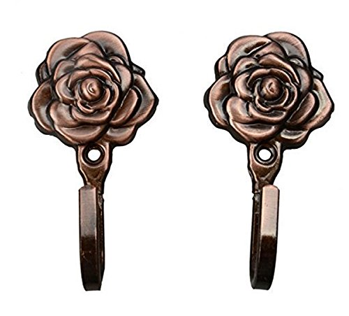 Fashionclubs Wall Mounted Rose Pattern Hanger Hook For Hat/Coat/Bag/Towel Pack of 2