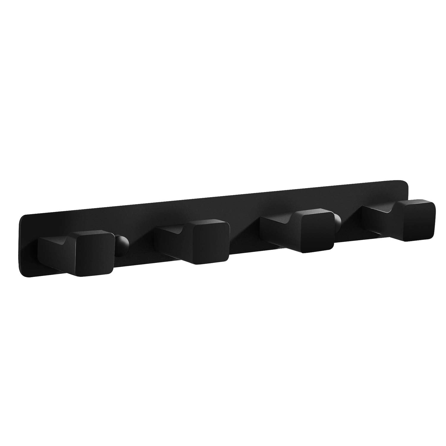 Coat Hook Rack Wall Mounted Hook Rail Robe Hanger Stainless Steel with 4 Heavy Duty Hooks Bathroom Kitchen Towel Holder, Rubber Matte Black MARMOLUX ACC