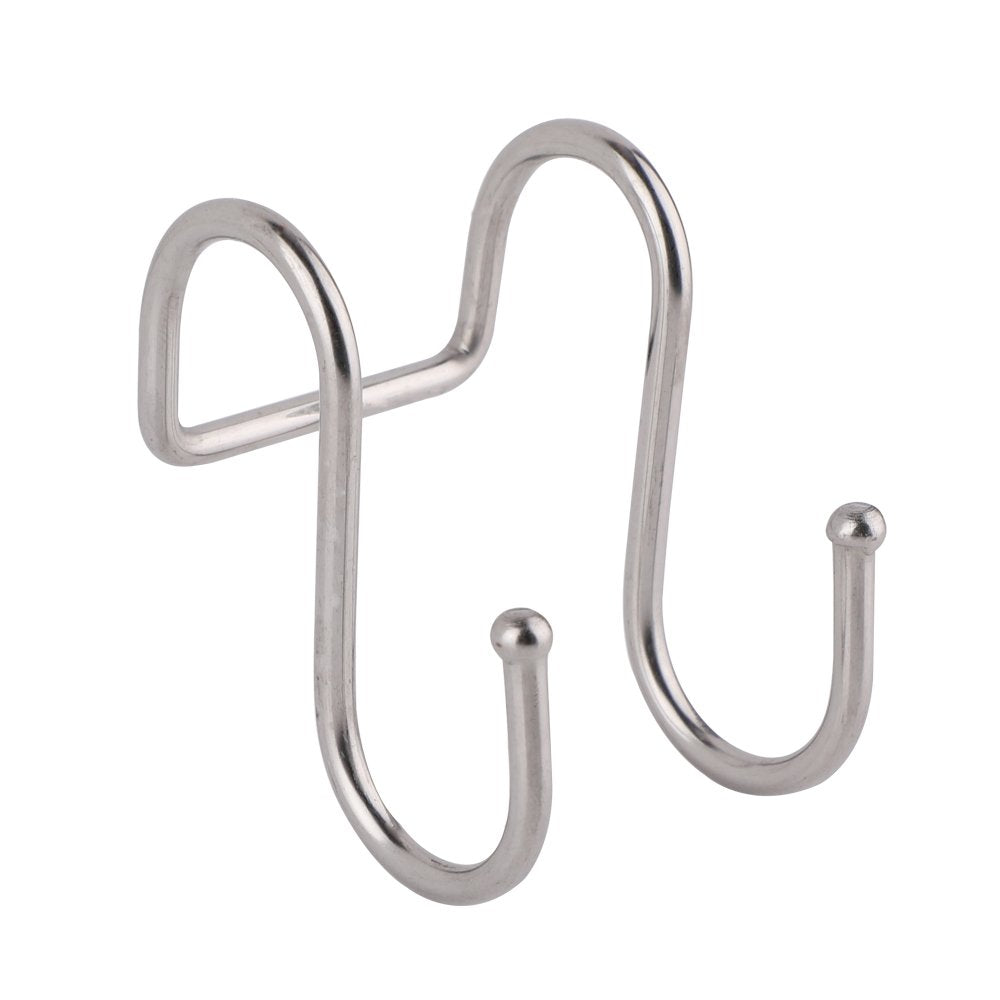 Mellewell 5 PCS Double S Shape Hooks, Heavy Duty Stainless Steel Hanging Hooks Kitchen Pot Pan Hanger Clothes Storage, 8010