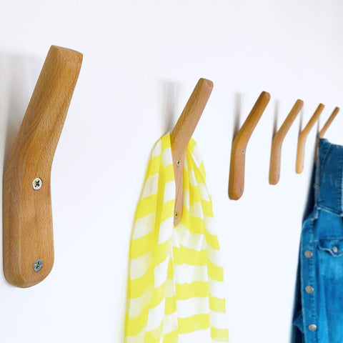 Coat Rack Hooks Wall Mounted Handmade Natural Beech Wood Hook (Pack of 2) Modern Wooden Hat Rack Entryway Organizer Bathroom Hanger Rustic Craft UMZi Towel Hangers Home and Kitchen Use Pegs(Pack of 2)