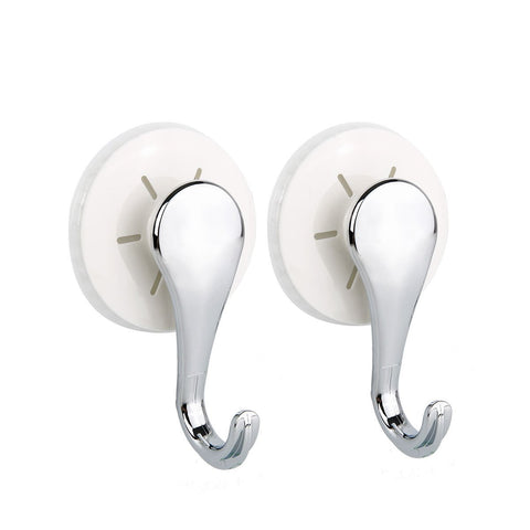 TAILI Vacuum Suction Cup Hooks Shower Hooks Bathroom Kitchen Wall Hanger Holder for Towel Bathrobe Loofah Coat, 2 Pack White