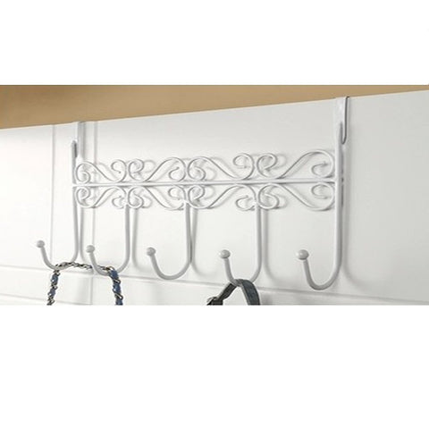 Wrisky Hat Clothes Coat Towel Bag Over Door Bathroom 5 Hooks Hanger Hanging Rack Holder (White)