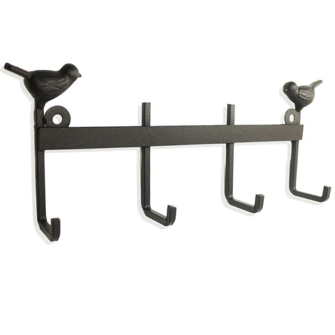 Vintage Rustic Cast Iron Bird Wall Coat Hook Coat Rack, 4 hooks, Decorative Wall Mounted Antique Shabby Chic Metal Coat Hooks Hanger, Key Hook Key Rack, Bath Room Towel Wall Hook Hanger