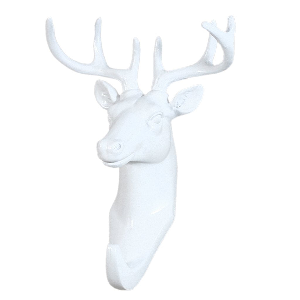 MagiDeal Decorative Deer Head Wall Mount Hanger Resin Coat Hat Hook Rustic 5 Colors - White, 121015cm