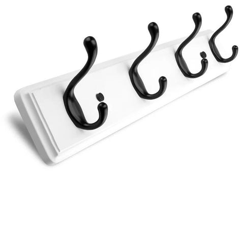 ANNSY Cool Coat Rack Natural Bamboo Hook Racks Wall Mounted Heavy Duty Hanger for Home and Office (White) 4 Hooks