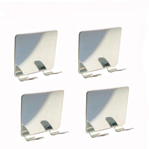 Self Adhesive Shaving Wall hooks, OYD Mirror Stainless Steel Self Adhesive Shaving Wall hooks Razor Hooks,Double prong coat hooks ,Hanger Wall Mount (4 Pack)