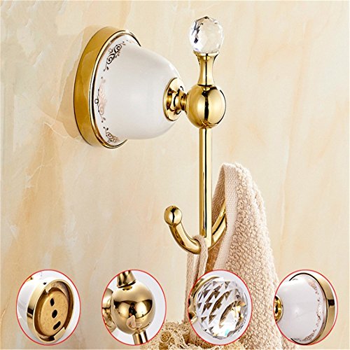 Gold Antique Bathroom Towel Rack Clothing Kitchen Toilet Bath Towel Hanger Chroming White Porcelain Classical by Xiaolanwelc