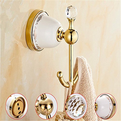 Gold Antique Bathroom Towel Rack Clothing Kitchen Toilet Bath Towel Hanger Chroming White Porcelain Classical by Xiaolanwelc