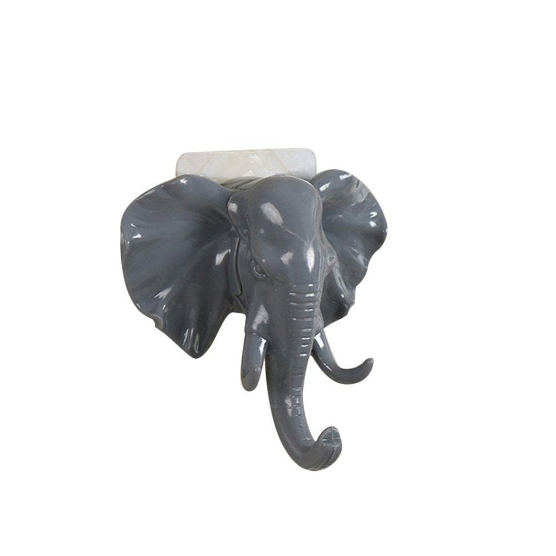 TIFENNY Elephant Head Self Adhesive Wall Door Bathroom Hook Hanger Bag Keys Sticky Holder (Gray)