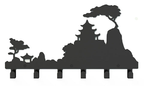 Wander Agio Classical Metal Pine Tower Wall Mounted Bag Hanger Coat Rack Clothing Hooks Black