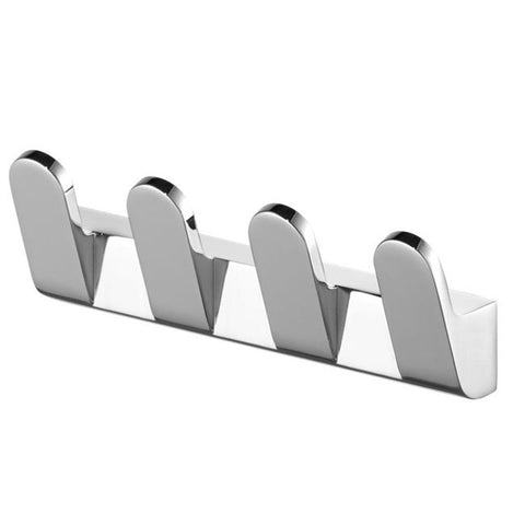 Marmolux Acc Coat Hook Rack Wall Mounted Hook Rail Coat Hanger Stainless Steel with 4 Heavy Duty Hooks Bathroom Kitchen Towel Holder for Hanging Clothes Cap Hat Belt Key, Chrome Finished