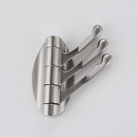 Comfort's Home RH7061 Triple Hook Robe Hook with Pivoting Hook Design, Brushed Nickel