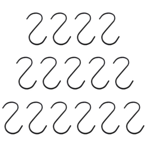 15Pack S Hooks Black S Shaped Hooks Hanging Hangers Pan Pot Holder Rack Hooks for Kitchenware Spoons Pans Pots Utensils Clothes Bags Towels Plants
