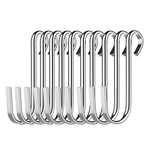 VISEN S Shaped Hooks Stainless Steel Metal For Bathroom, Bedroom, Office and Kitchen(Pack of 10Hooks)