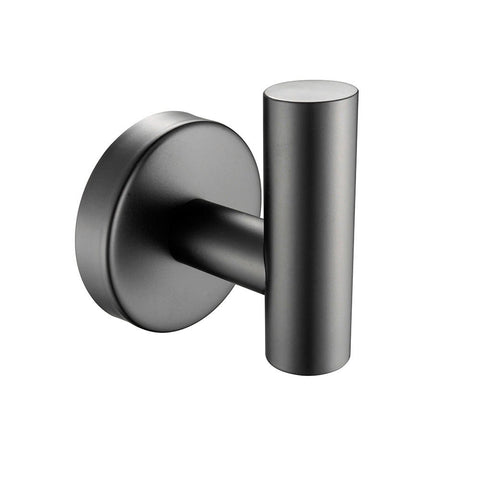 QiuQiu 304 Stainless Steel Matte Black Finished Bathroom Single Towel Hook Modern Towel Robe Hook Luxury Coat Cloth Wall Hanger Round Base