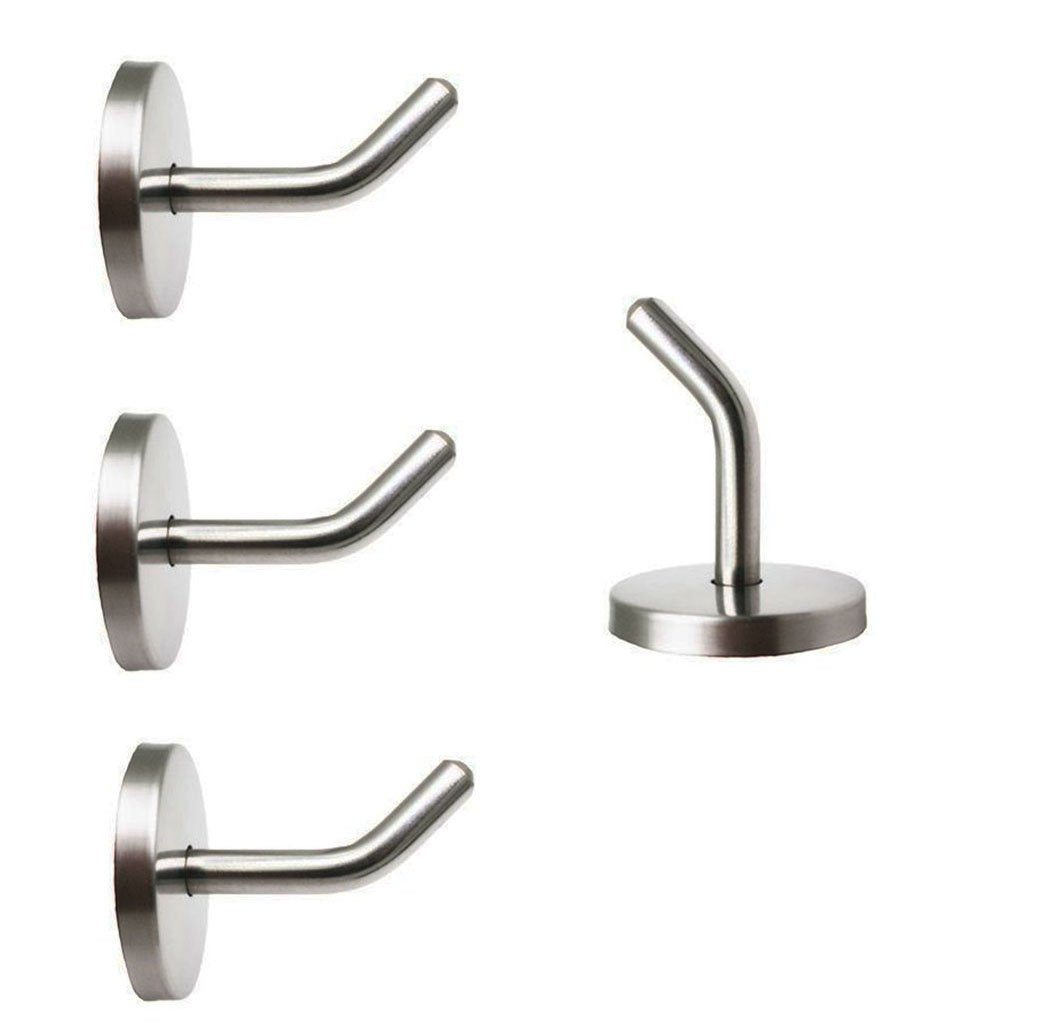 NewCYA Pack of 4 Stainless Steel Wall-Mount Robe Hook New Stylish Brushed 304, Single Heavy Duty Long Nose Hook for Bathroom Lavatory Closets Coat Towel Robe Hook trunk hook 2.75Inch