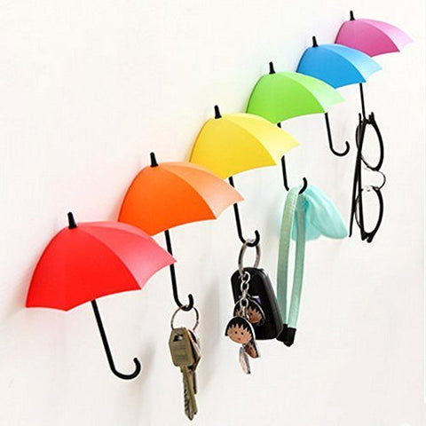 UYIKOO Key Holder Key Hanger Wall Key 6 PCS Colorful Umbrella Wall Rack Wall Key Holder Key Organizer For Keys, Jewelry And Other Small Items (6PCS)
