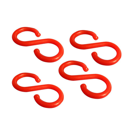 OUNONA Plastic S Shaped Hooks Hangers 100 Pcs Kitchen Bathroom Spoon Towel Clothes Utensils Retail Store Snack Hanging Pothooks Storage Racks (Red)