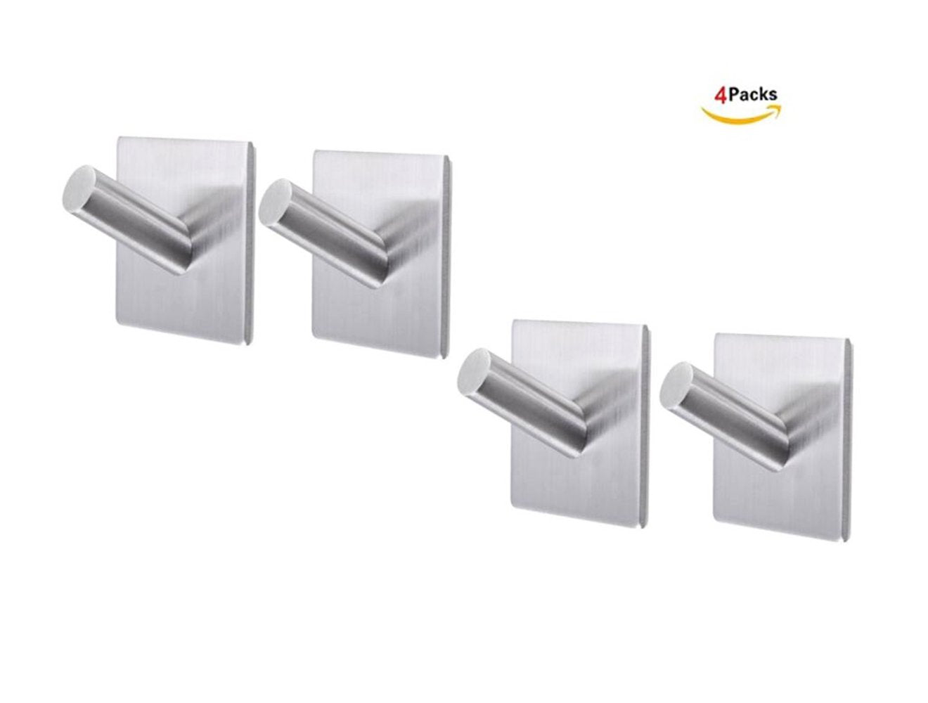 3M Self Adhesive Bath Hooks - Stainless Steel Bathroom Towel Hook,Heavy Duty Stainless Steel Coat Hanger for Hanging 4 Packs