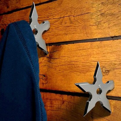 Ninja Darts Coat Hooks (Pack of 2) Clothes Hats Hanger Holder Novelty Present for Teens