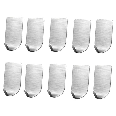 BERKET 3M Adhesive Hooks, Heavy Duty Wall Hooks, Stainless Steel Waterproof Hanger for Kitchen Bathroom Bags Towel Coat Keys Robe Home Offices No Drilling Required Utility Hooks (A-Hooks10PC)