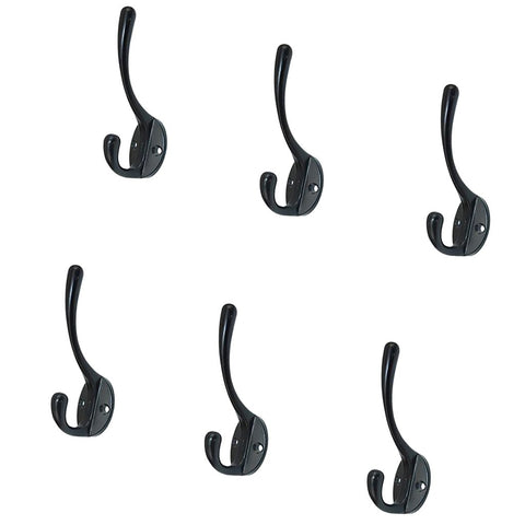 Jili Online 6 Pieces Vintage Wall Hook Towel Coat Rack Hanger Holder Bathroom Kitchen Black
