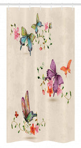 Ambesonne Butterfly Stall Shower Curtain, Butterfly Pattern on Vintage Style Background Wings Moth Transformation, Fabric Bathroom Decor Set with Hooks, 36" X 72", Multicolor