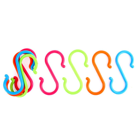 uxcell Plastic S Shaped Household Clothes Towel Bag Hanging Hooks 8 Pcs