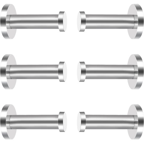 6 Pieces Stainless Steel Wall-Mount Robe Hook Coat Hook Towel Wall Hook, Brushed Nickel (2 Inch, Silver)