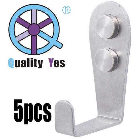 QY 5PCS Stainless Steel Heavy Duty 2mm-thick Coat and Hat Hook Robe Hook Single Hook Straight Hook Bathroom Towel Hanger Hook Kitchen Utensils Hook