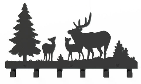 Wander Agio Deer Tree Forest Elk Cartoon Animal Metal Wall Mounted Bag Hanger Coat Rack Clothing Hooks Hanging Racks Black
