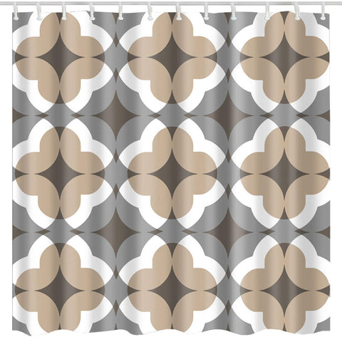 BROSHAN Bohemian Stripe Shower Curtain,Geometric Modern Tan Boho Striped Art Print,Waterproof Polyester Fabric Bathroom Shower Curtain with Hooks,72x72 inch,Taupe,Grey, Tan