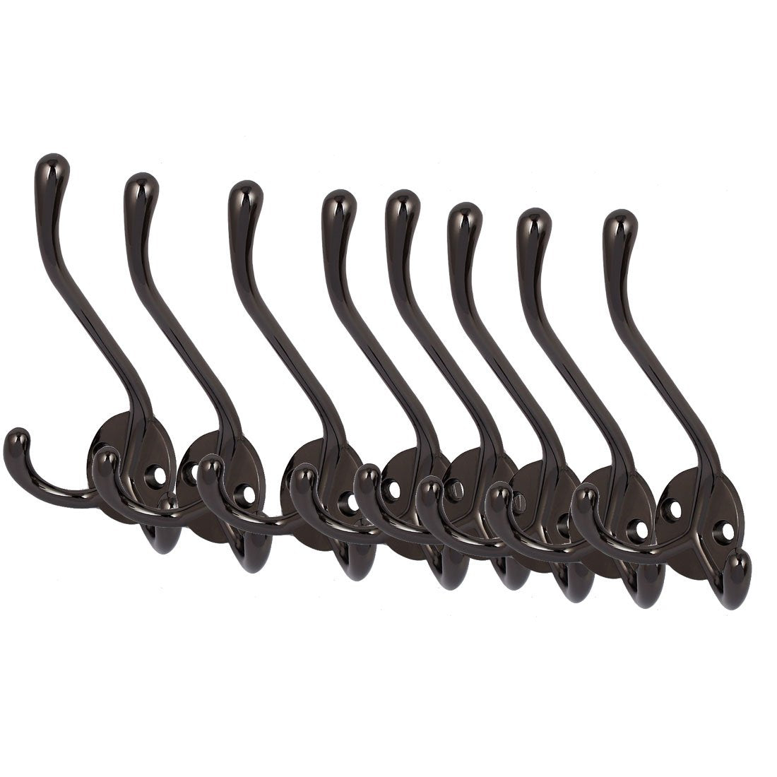 uxcell Zinc Alloy Triple Prong Coat Towel Hat Hook Wall Hanger Black 8pcs