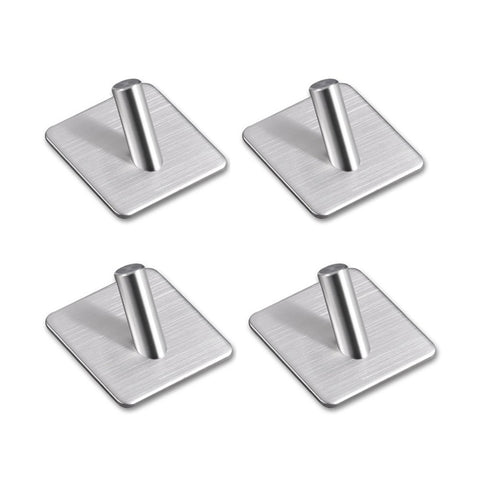 MagicSkin Towel Hooks 3M Self Adhesive for Bathroom& Kitchen, Heavy Duty 304 Stainless Steel Wall Hanger, Waterproof Coat Hooks, Seamless Adhesive Hooks (Pack of 4 )