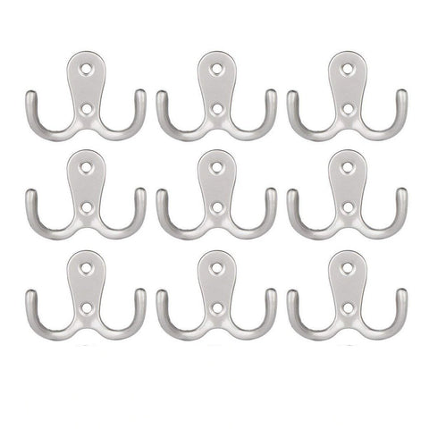 9Pcs Coat Hooks, Heavy Duty Wall Mounted Coat Hooks, Decorative Dual Hook Towel Holder Rack, Retro Double Hook Utility Rustic Hooks Hanger for Coat, Scarf, Bag, Towel, Key, Hat, Home Organizer