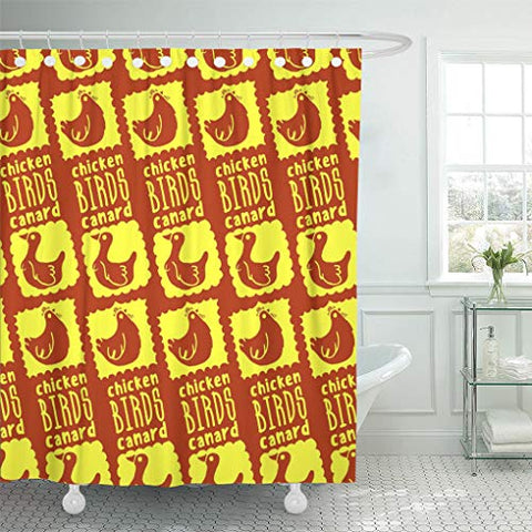 Emvency Shower Curtain Black Agriculture of Ducks and Chickens Funny Bird Freehand Shower Curtains Sets with Hooks 72 x 72 Inches Waterproof Polyester Fabric