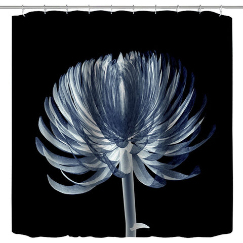72x72 Shower Curtain Fabric,Black and Blue Xray Flower Modern Watercolor Floral Nature Elegant X-ray Flower Art Print Bath Curtain,Polyester Waterproof Fabric Bathroom Shower Curtain Set,Hooks Include