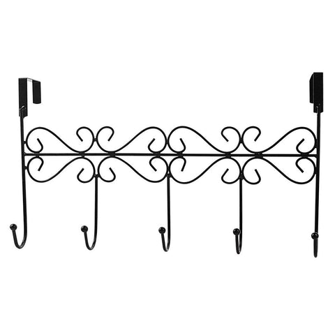 Over the Door 5 Hook Rack - Decorative Organizer Hooks for Clothes, Coat, Hat, Belt, Towels - Stylish Over Door Hanger for Home or Office Use