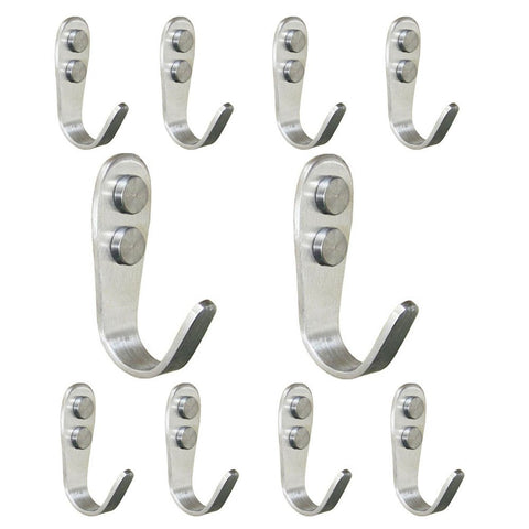 Richohome Stainless Steel hook Single Robe Towel Coat Hook Hat Hook and utility hooks,Brushed Steel,Pack of 10