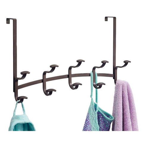 mDesign Over-the-Door 5-Hook Rack, Bronze