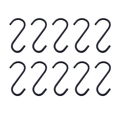 Whthteey 10 Pack Iron S Shaped Hanging Hooks Heavy Duty for Kitchen,Bathroom,Bedroom and Office Accessory Hooks (3.94 In, Black)