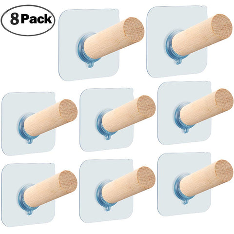 FOTYRIG Adhesive Wall Hooks No Drills Hat Hooks Storage Wall Mounted Coat Hanging Hook for Coat Towel Hat Key Robe Hooks On Door Wardrobe Closet(Brown)-6 Pack