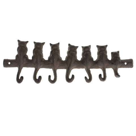 Woopoo Bear/Cat Vintage Cast Iron Wall Hooks - Decorative Cast Iron Wall Hook Rack- Stationary Hanger- Hats Bag Key Coat Vintage Design Hooks - Wall Mounted - Home Decorative Gift (Cat)
