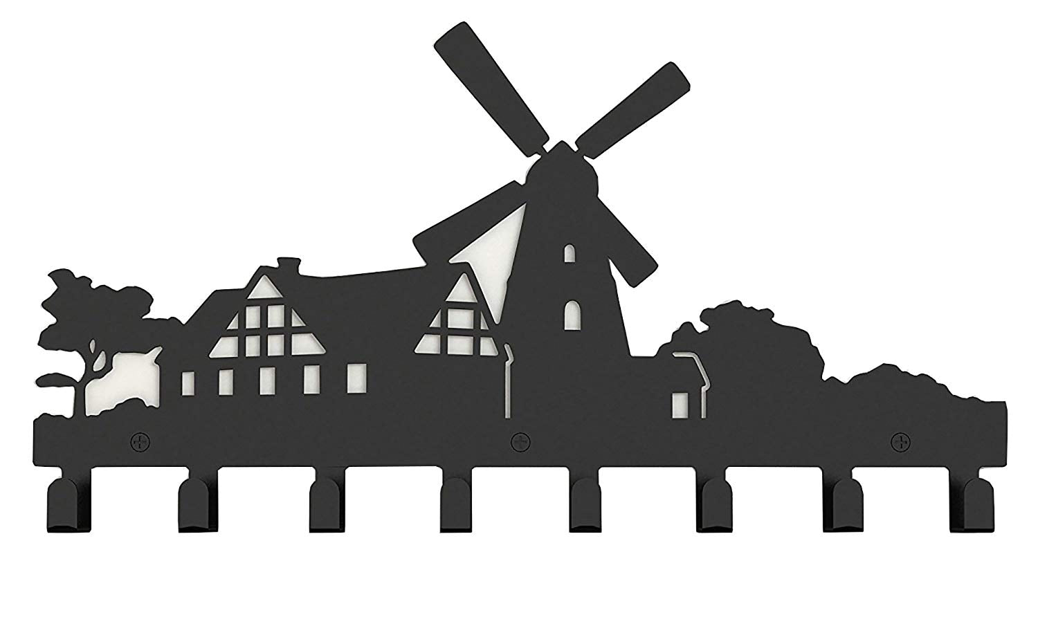 Wander Agio Country Windmill House Housing Metal Wall Mounted Bag Hanger Coat Rack Clothing Hooks Black